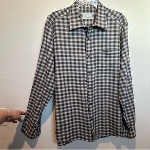 Fish Hippie Shirt Mens Size L Plaid Button Up Long Rumfront Collection